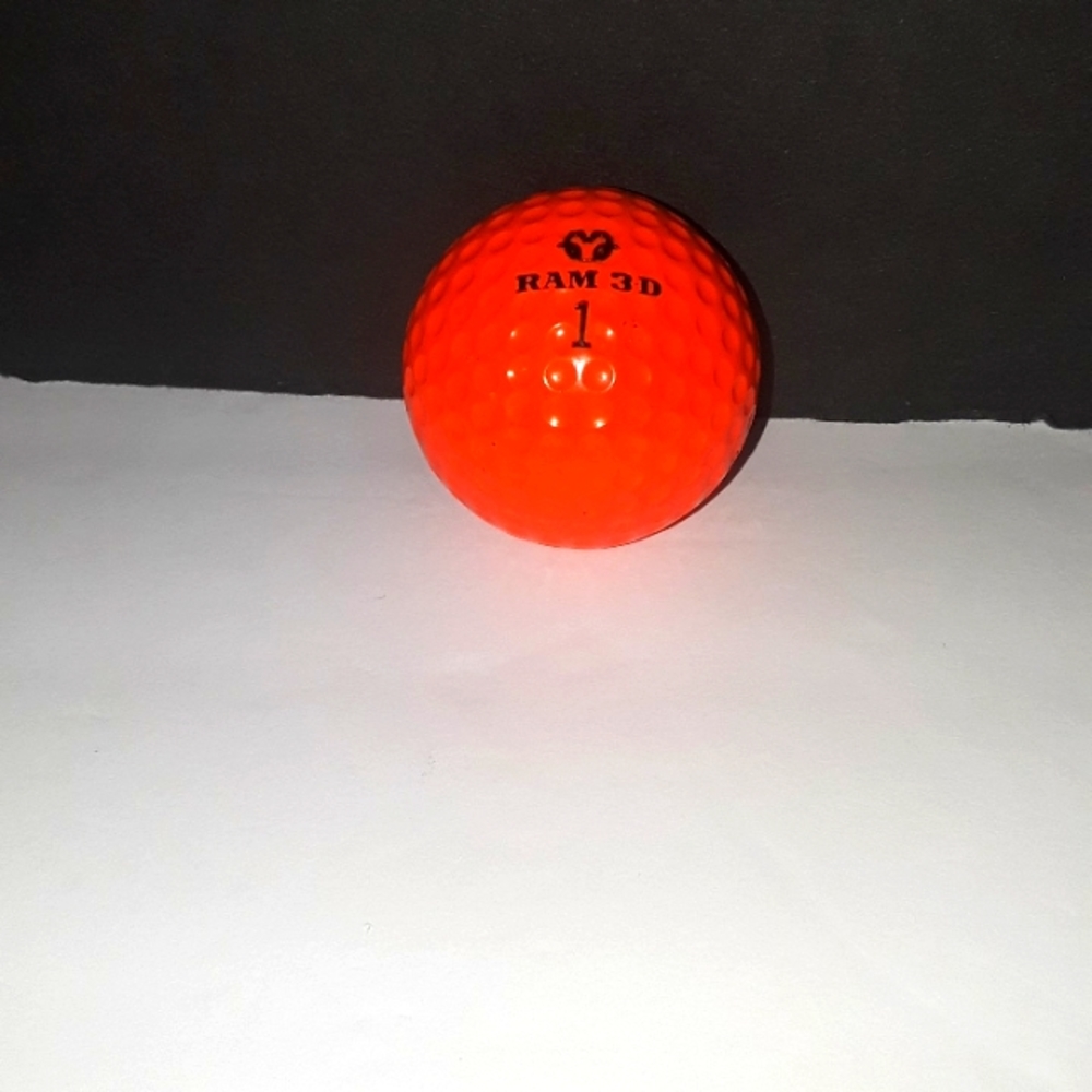 c RARE VTG RAM 3D #1 GOLF BALL ORANGE